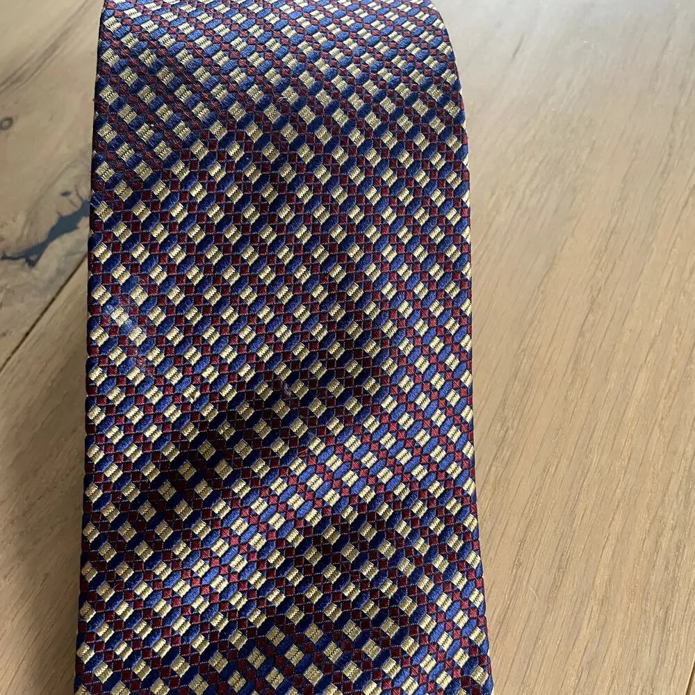 Vintage Nautica 100% Silk Tie - Geometric Pattern, Vibrant Colors